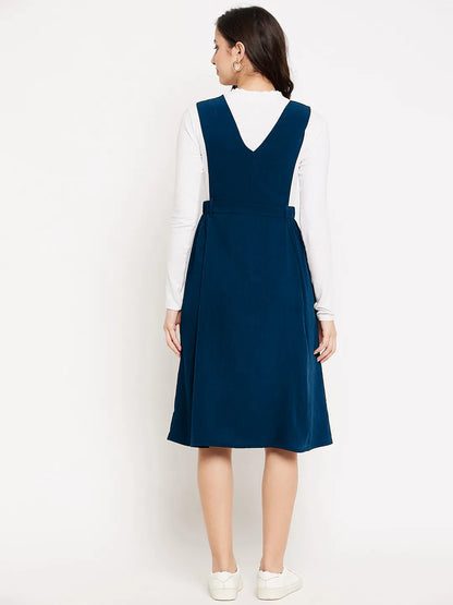 winered-women-blue-solid-pinafore-dress-with-button