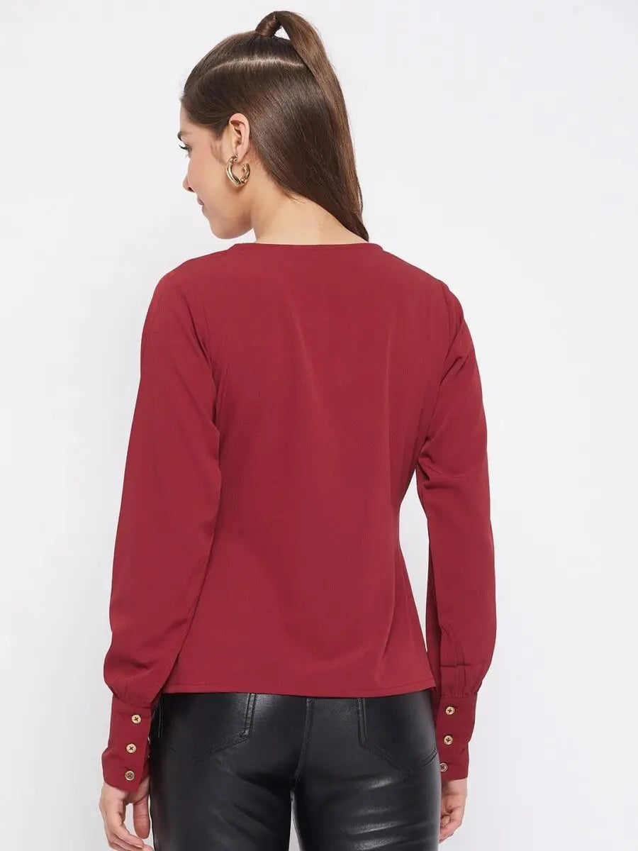 winered-maroon-solid-polyester-shirt-style-top