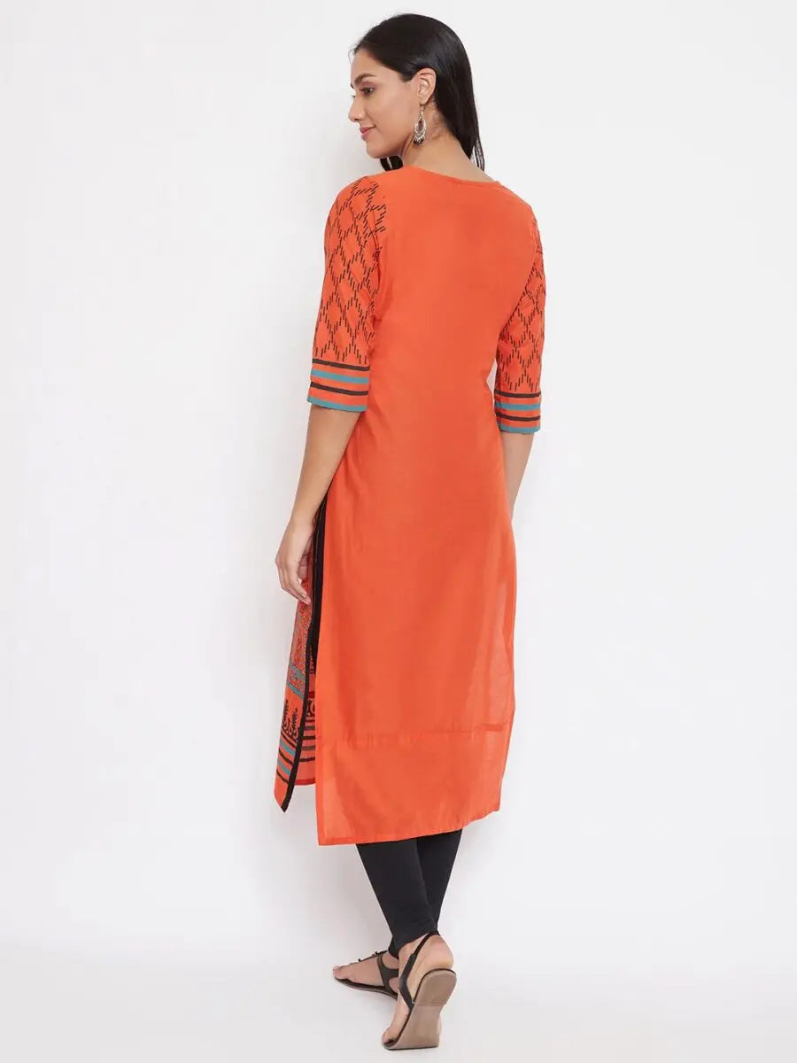 winered-rust-orange-straight-cotton-printed-kurta