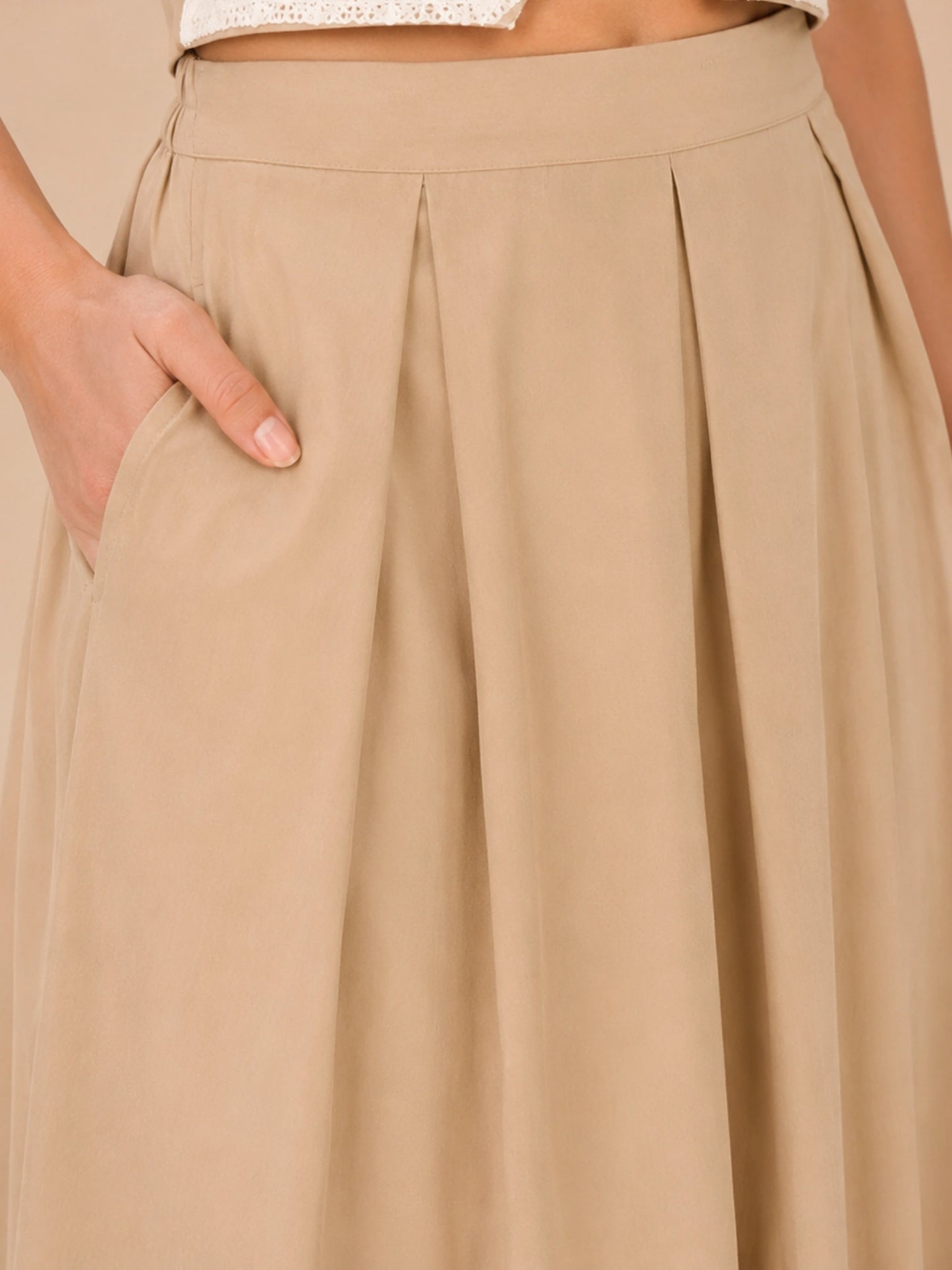 Women Beige Vest & Skirt Co-ord Set