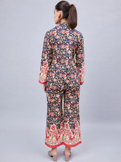 winered-women-navy-blue-border-print-co-ord-set