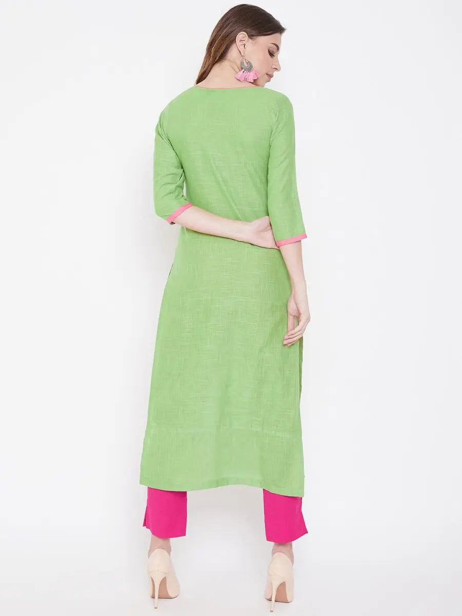 winered-green-embroidered-straight-pure-cotton-kurta