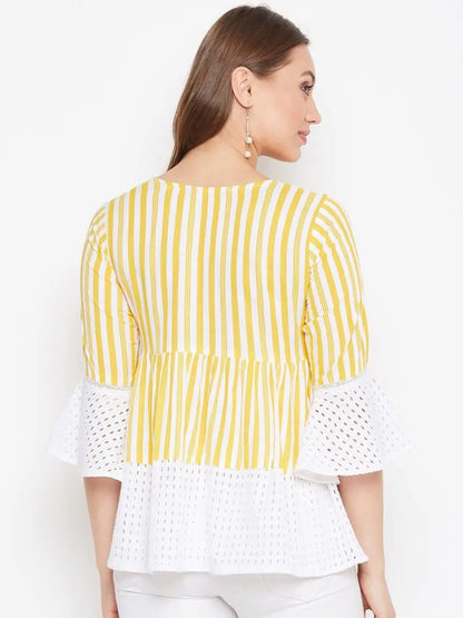 winered-yellow-striped-rayon-empire-waist-top