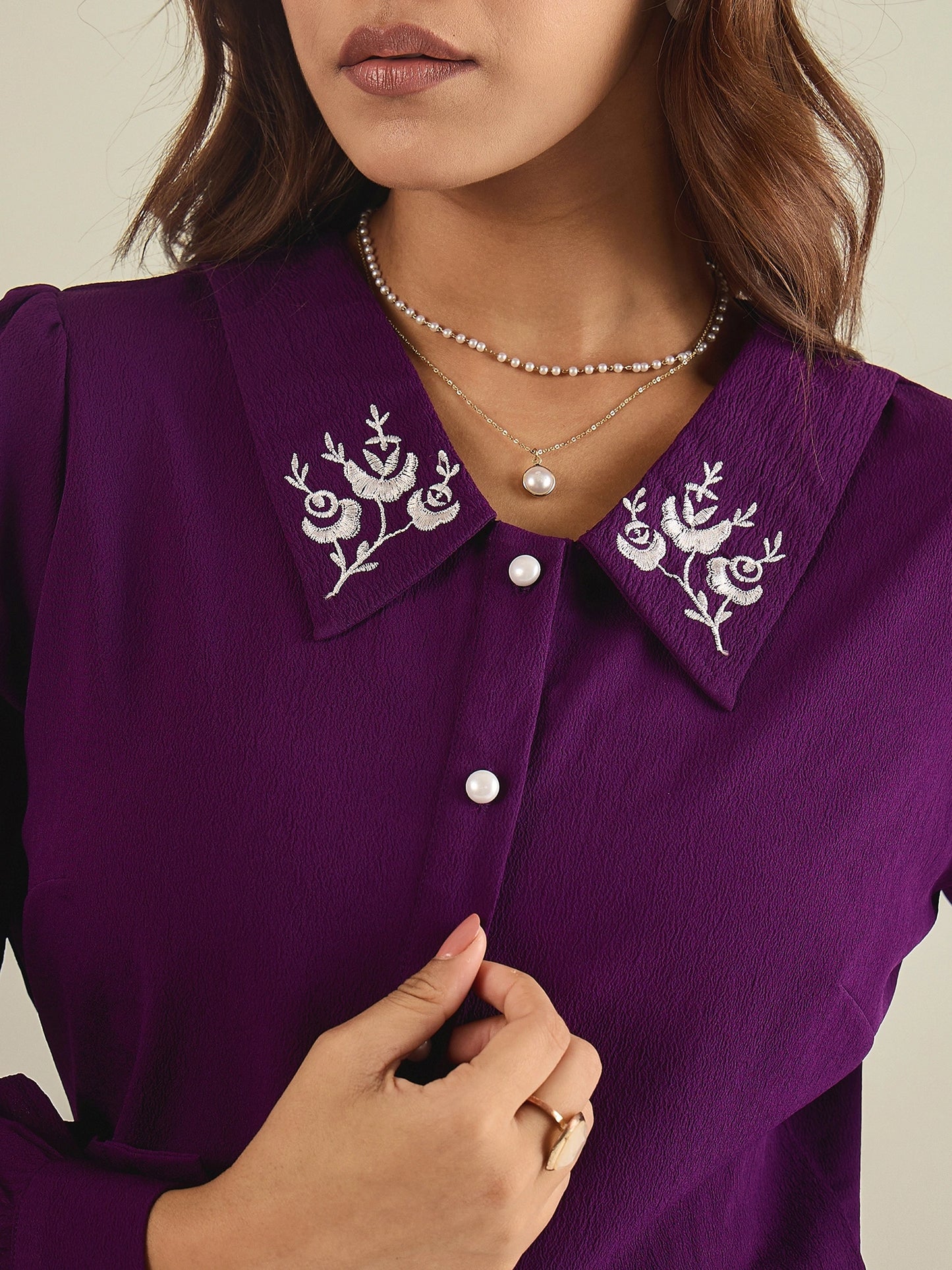 winered-women-purple-collared-shirt-with-contrast-embriodery