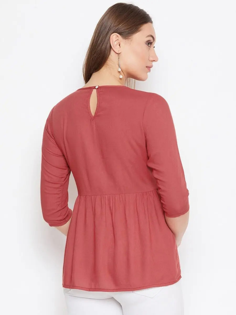winered-red-embroidered-rayon-empire-waist-top