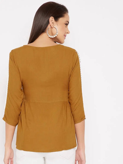 winered-golden-a-line-rayon-embroidered-top