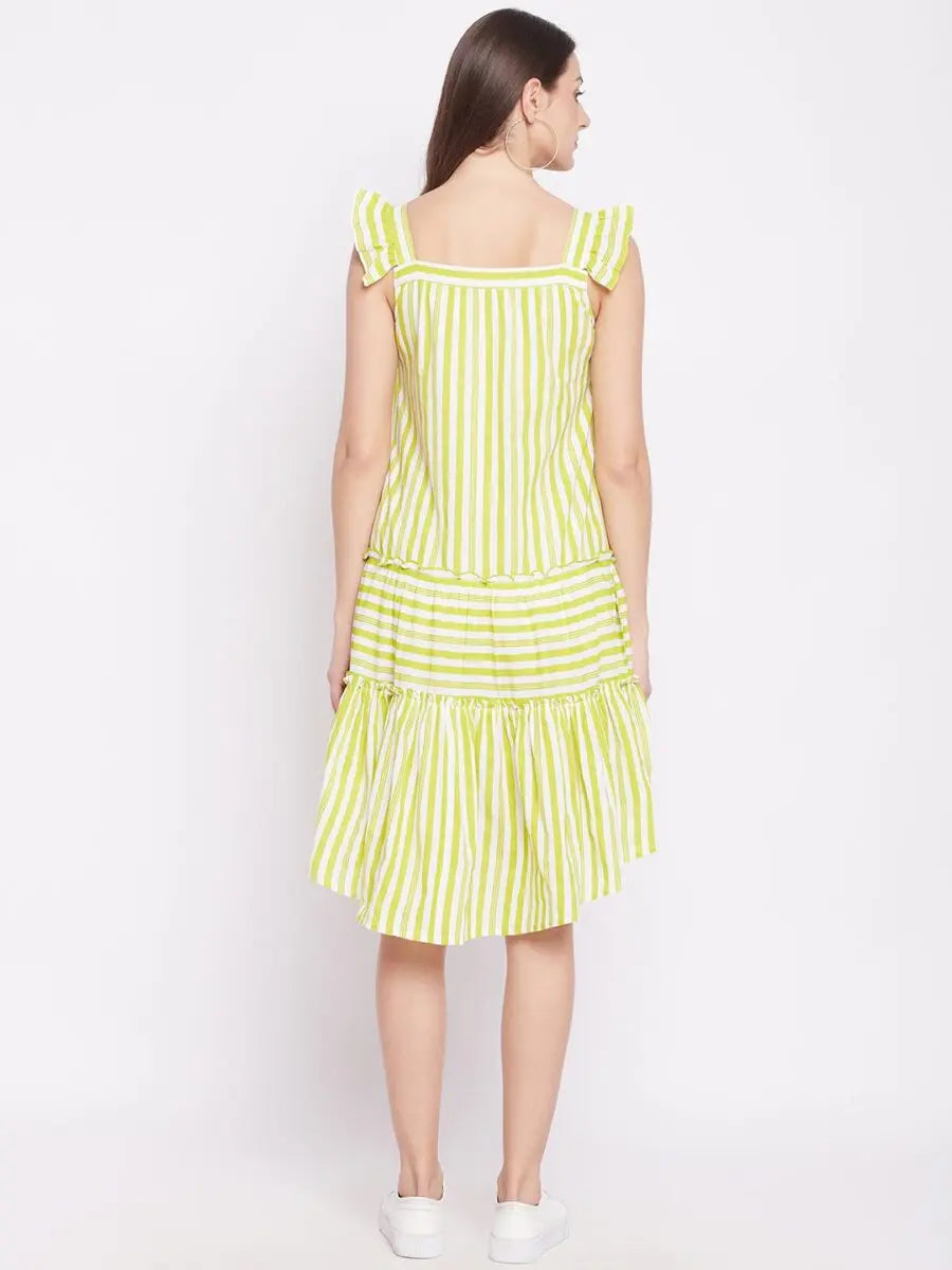 winered-green-a-line-pure-cotton-striped-dress