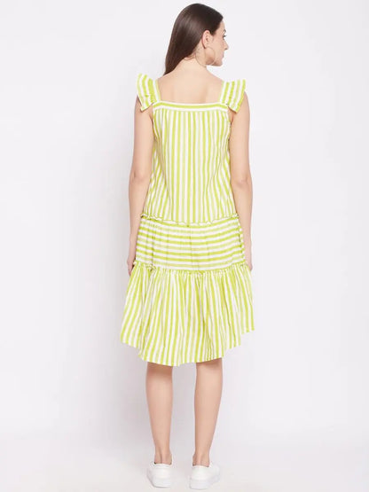 winered-green-a-line-pure-cotton-striped-dress