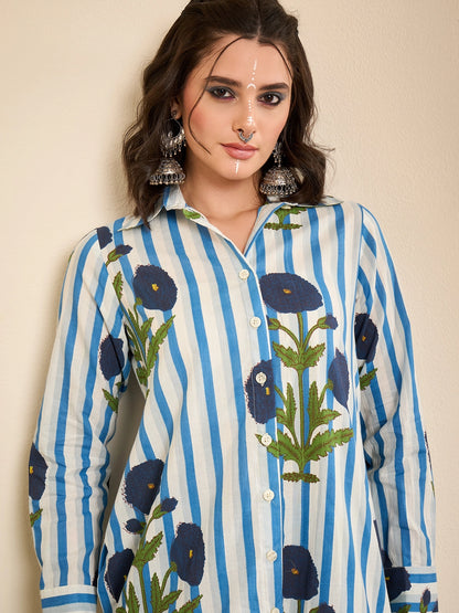 Women Striped Hi-Low Shirt