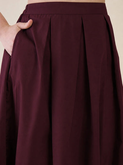 Women Burgundy Vest & Skirt Co-ord Set