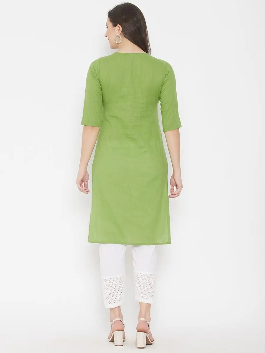 winered-green-straight-cotton-solid-kurta-and-pant-set