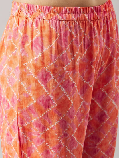 WineRed Woman Orange with Neck Embroiderey Sharara Set