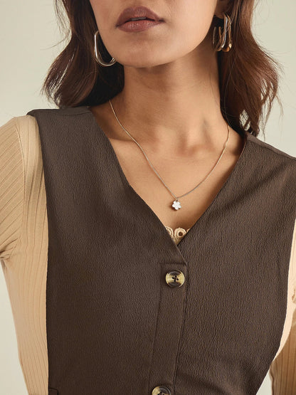 winered-women-brown-solid-pinafore-dress-with-button