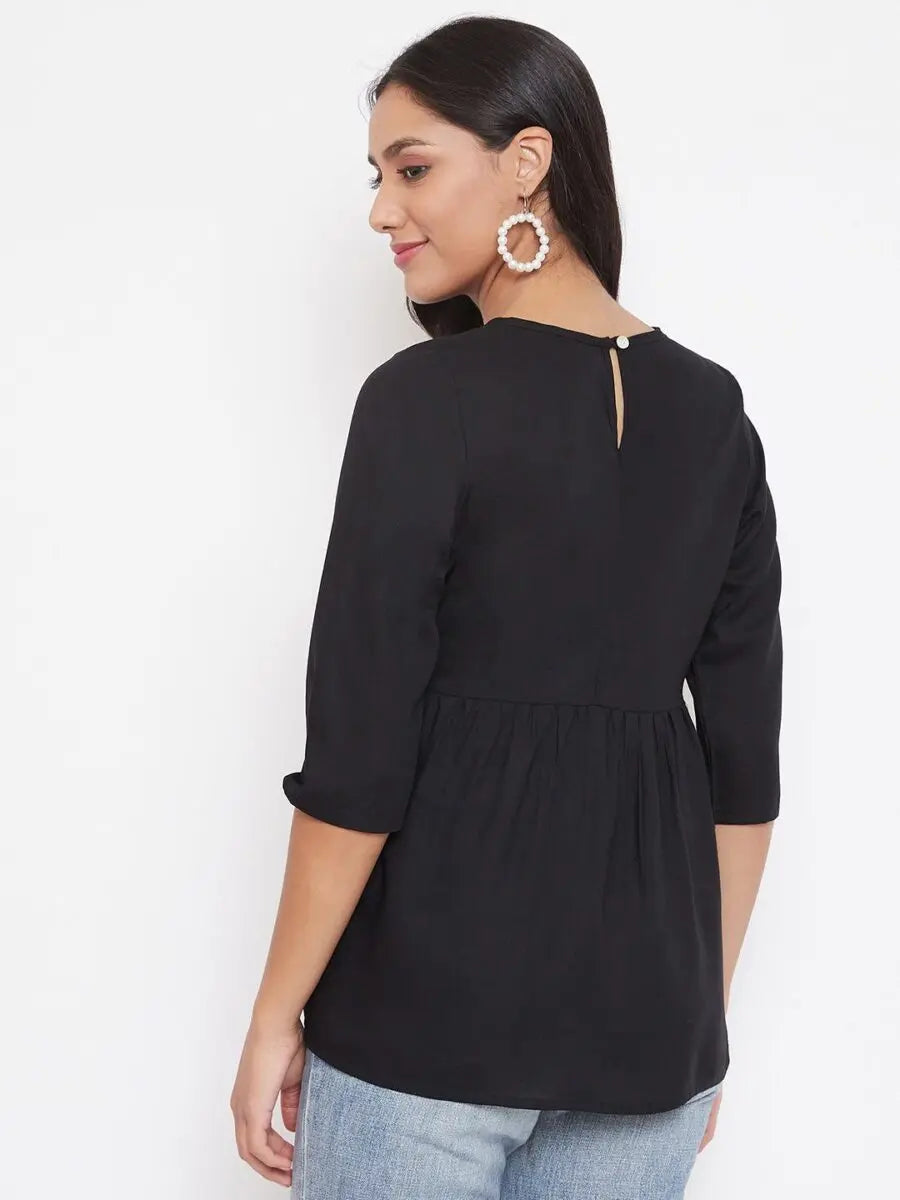 winered-black-embroidered-rayon-empire-waist-top