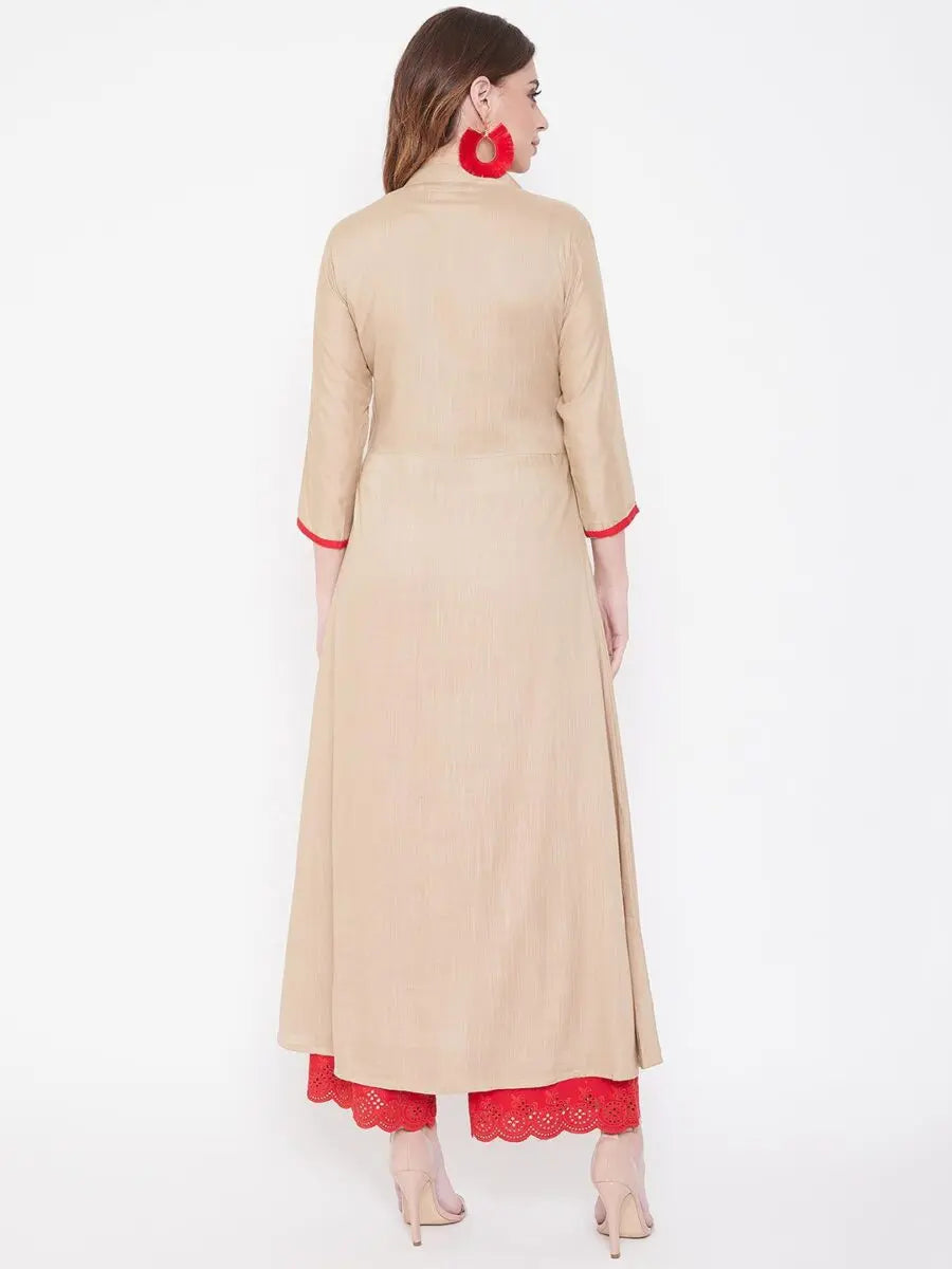 winered-beige-a-line-rayon-embroidered-kurta