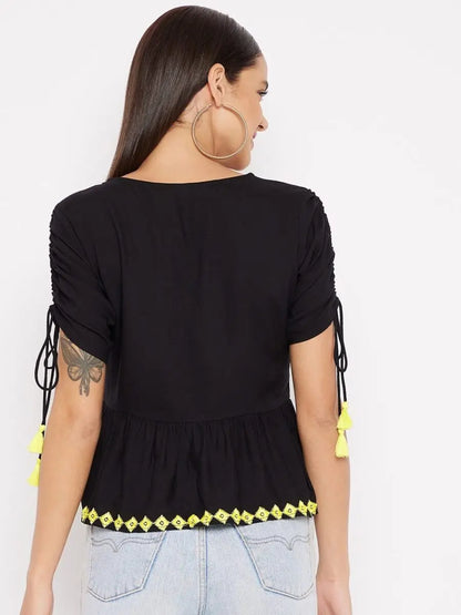 winered-black-a-line-rayon-embroidered-top