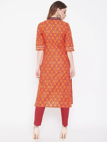 winered-orange-straight-cotton-printed-kurta