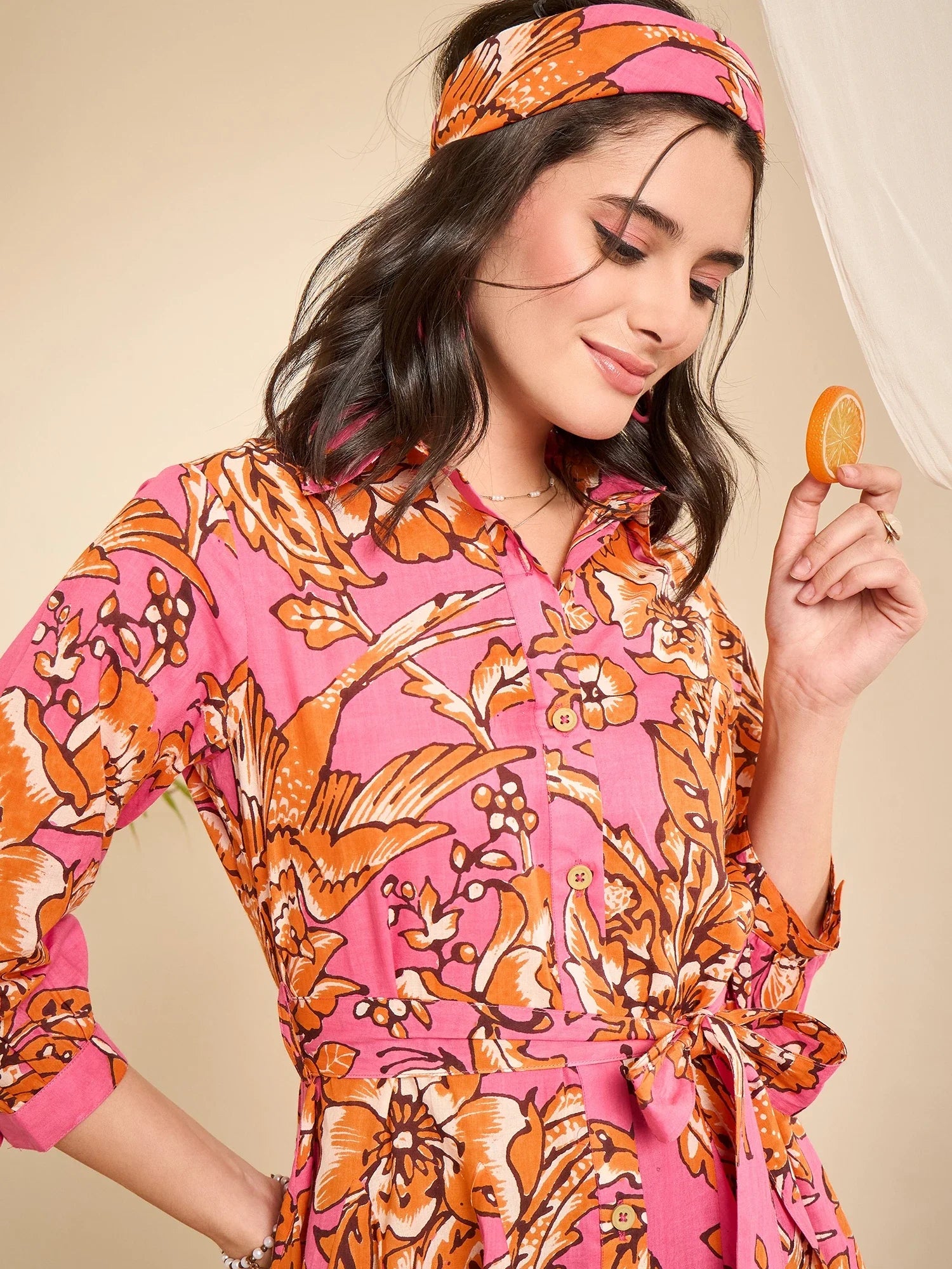 winered-pink-floral-print-godet-flared-dress