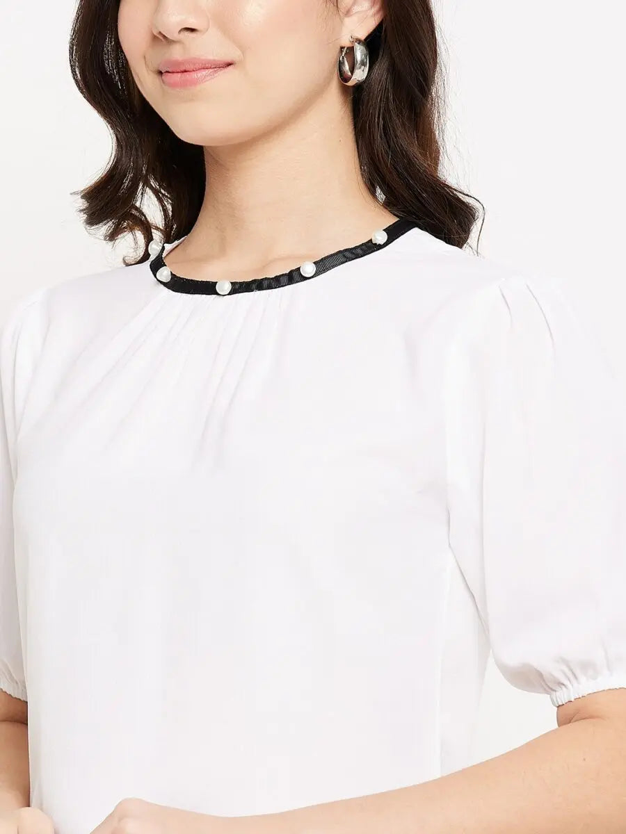 winered-women-puff-sleeve-top