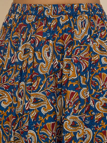 women-blue-cotton-lace-detailing-waistcoat-with-skirt-co-ord-set