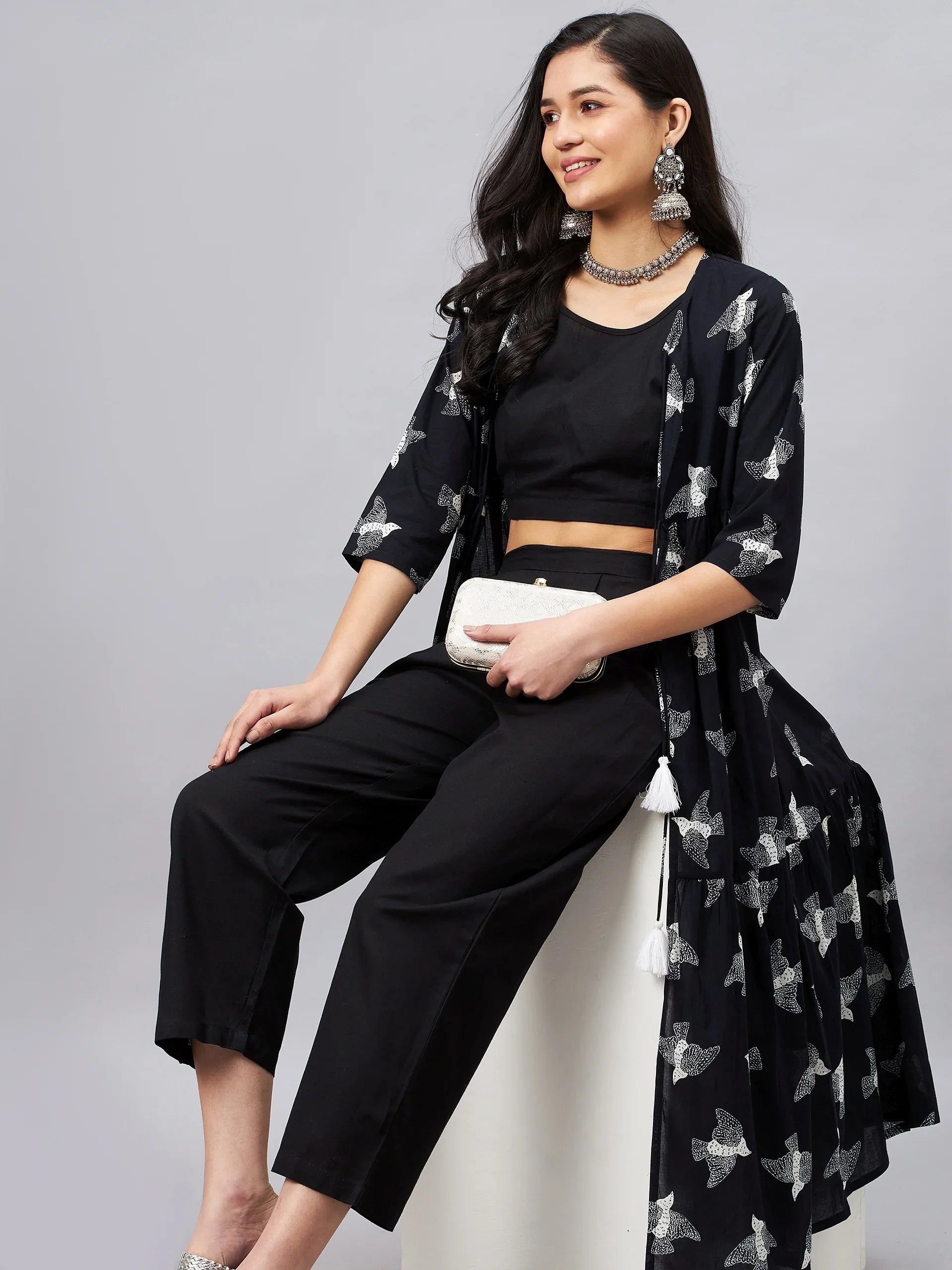 winered-woman-black-bird-print-shrug-3-pcs