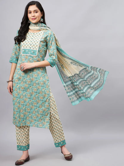women-printed-blue-kurta-set-with-dupatta