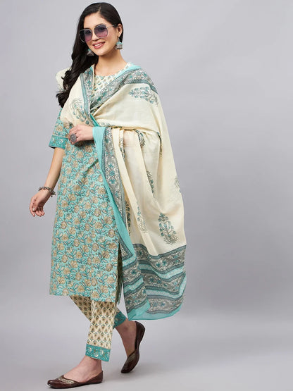 women-printed-blue-kurta-set-with-dupatta