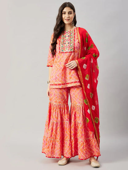 winered-woman-orange-cotton-kurta-set-with-neck-embroiderey-sharara-set
