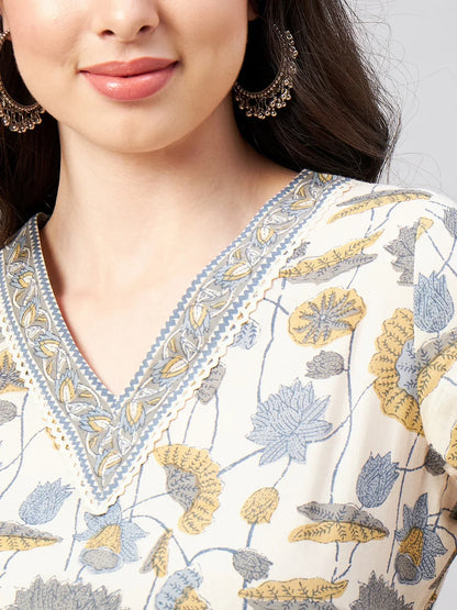 winered-woman-off-white-botanical-print-kurta-set