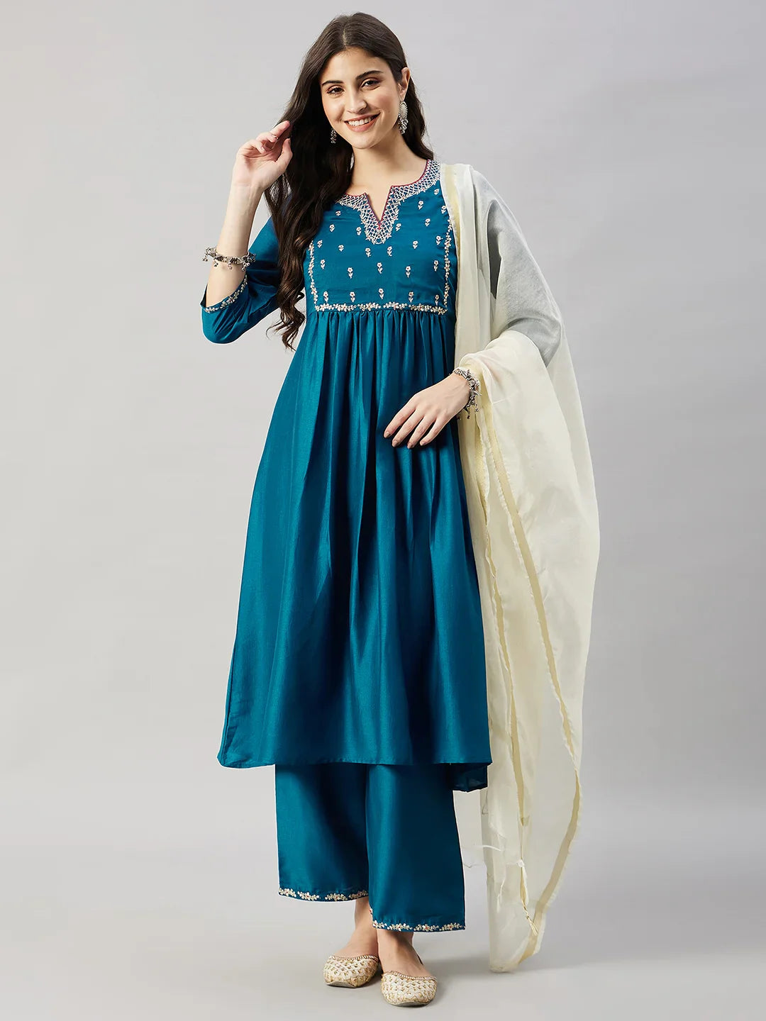 winered-woman-navy-blue-floral-print-naira-cut-kurta-sets