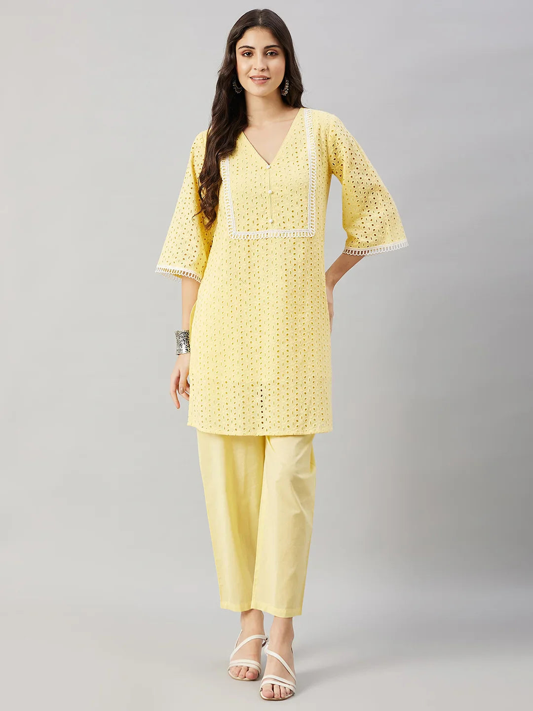 winered-woman-yellow-kurta-set-with-shiffli-lace-detailing