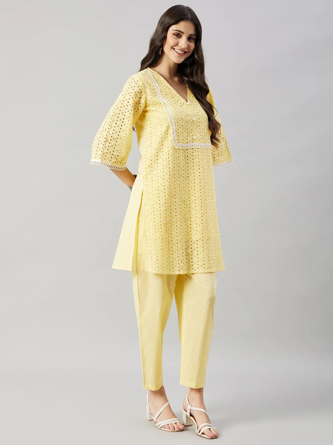 winered-woman-yellow-kurta-set-with-shiffli-lace-detailing