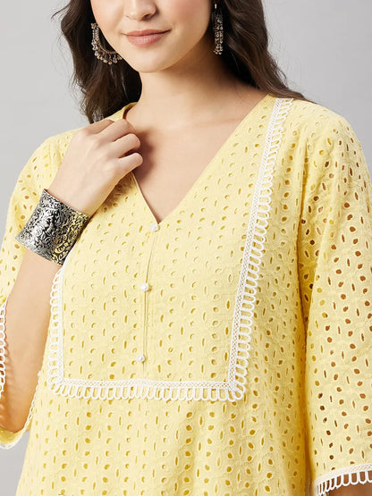 winered-woman-yellow-kurta-set-with-shiffli-lace-detailing