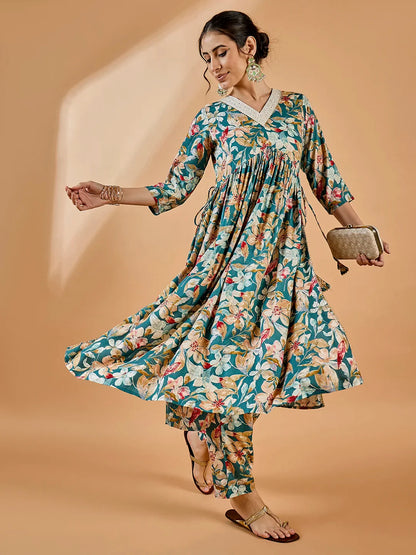 winered-woman-teal-blue-floral-print-rayon-embroidered-kurta-set