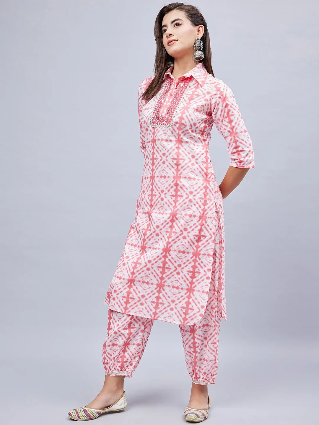 winered-woman-embroidered-pathani-pink-kurta-set