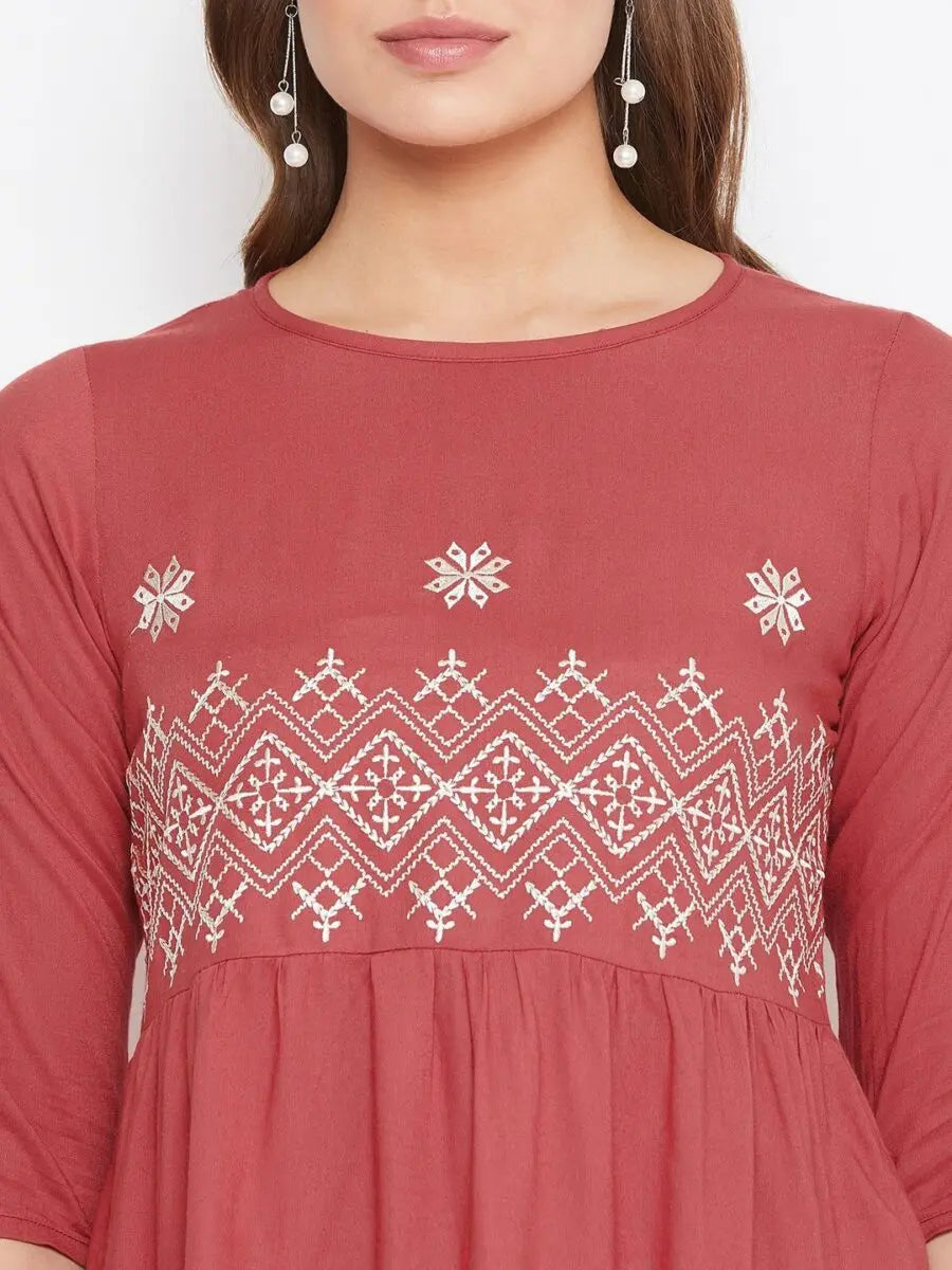 winered-red-embroidered-rayon-empire-waist-top