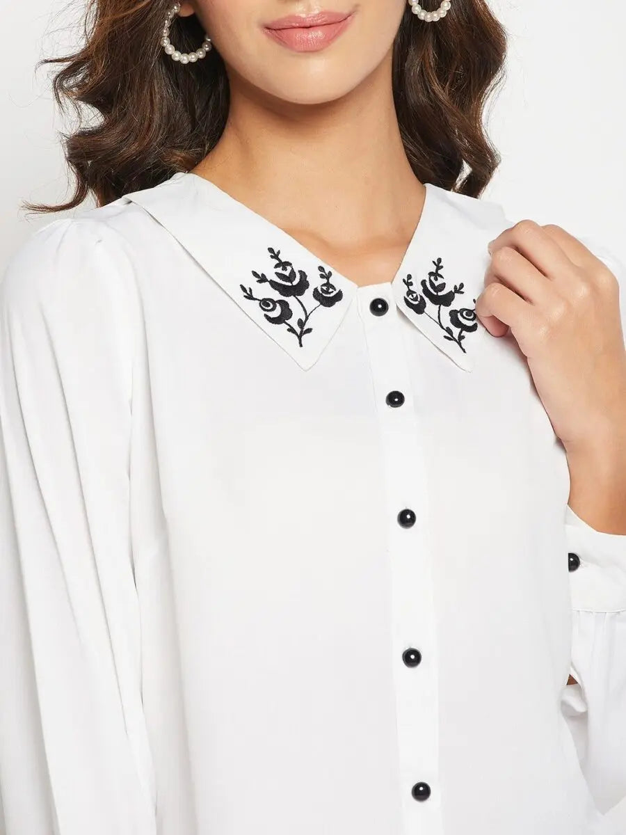 winered-white-cotton-tops-for-women-white-contrast-collar-embroidered-shirt