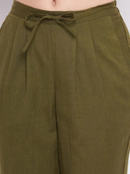 winered-olive-green-regular-fit-cotton-solid-trouser