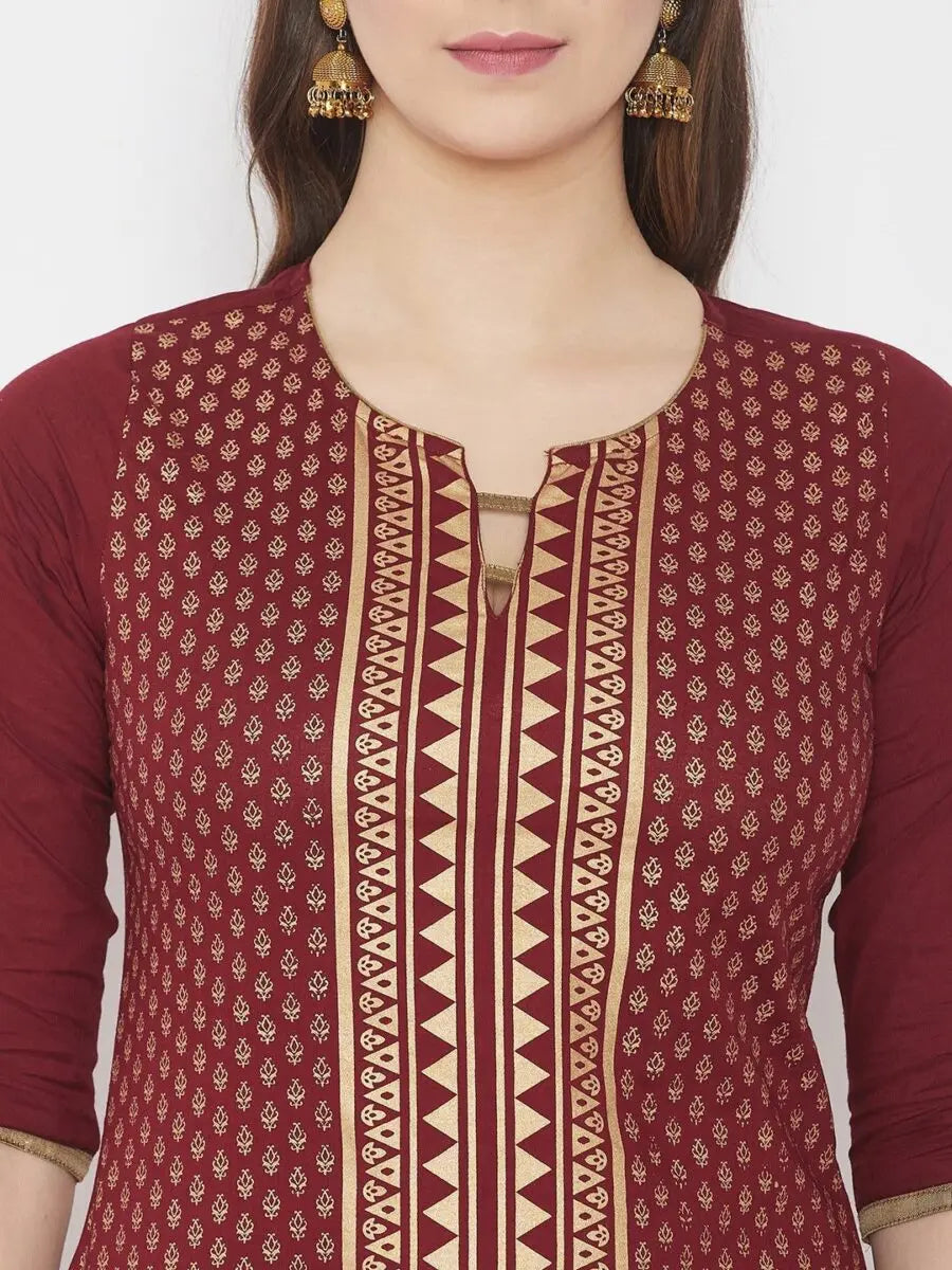 winered-maroon-straight-pure-cotton-printed-kurta