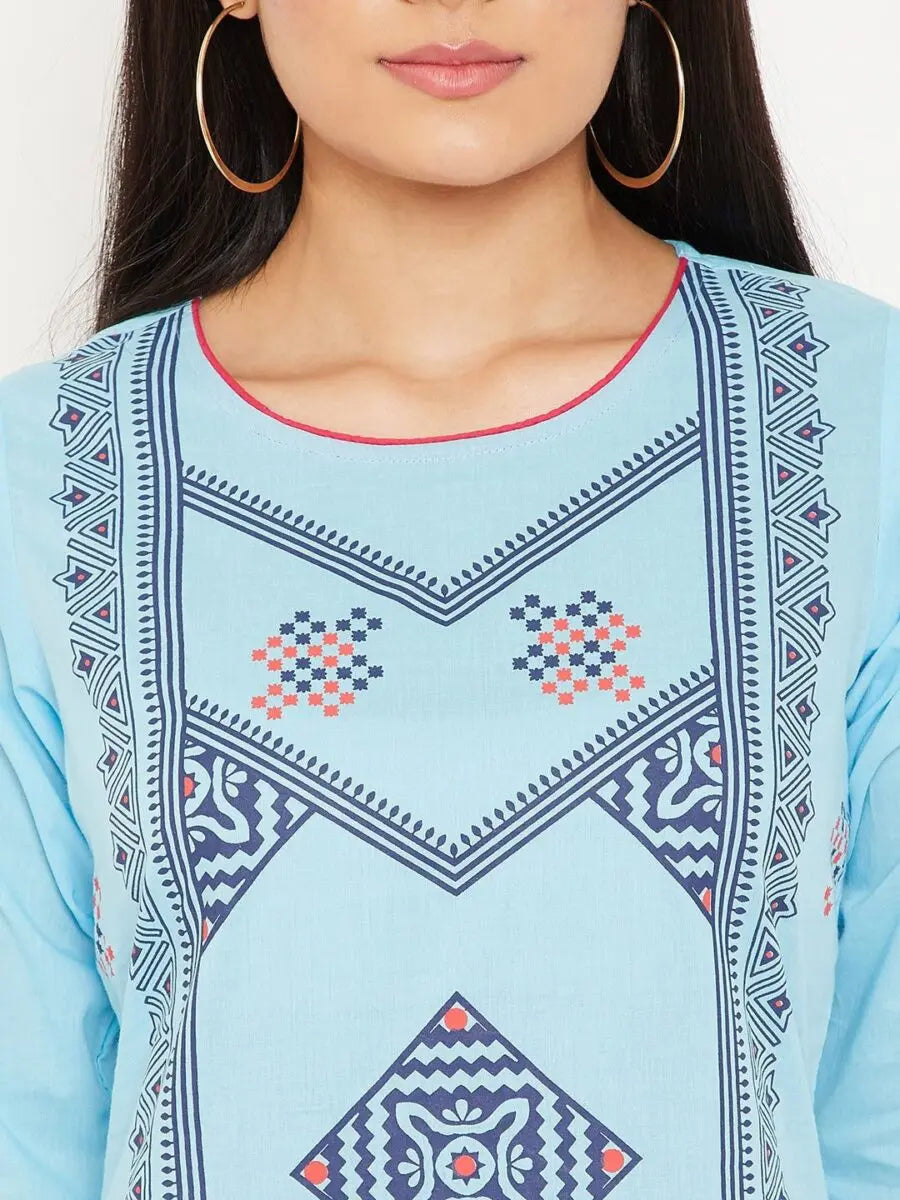 winered-sky-blue-straight-cotton-printed-kurta