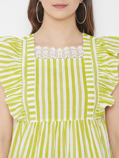 winered-green-a-line-cotton-striped-top