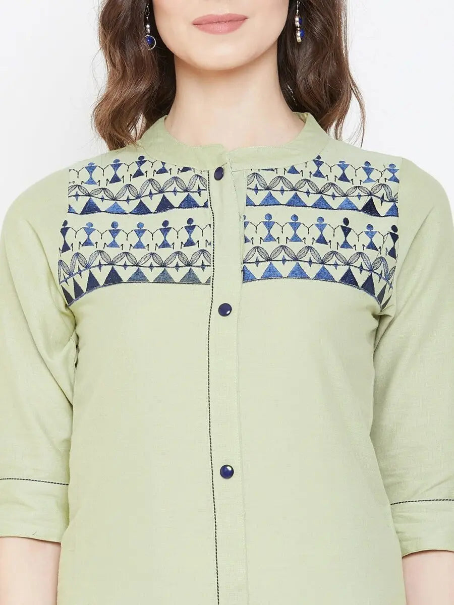 winered-green-embroidered-straight-cotton-kurta