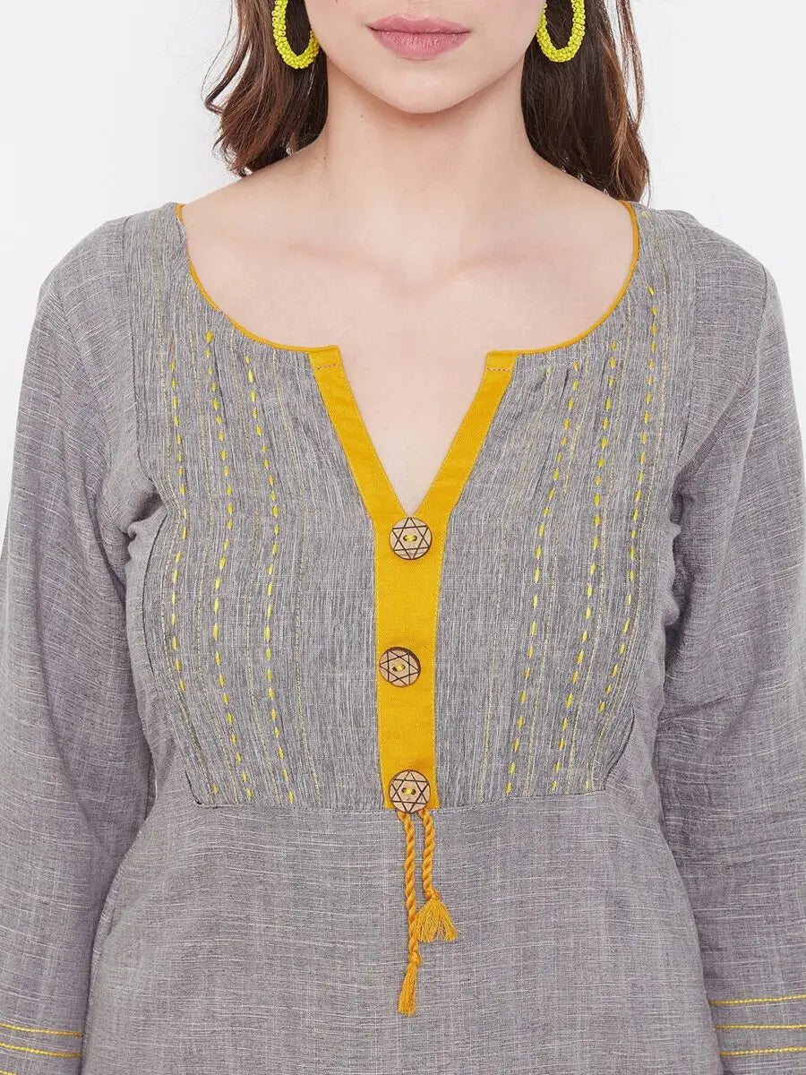 winered-grey-straight-cotton-blend-self-design-kurta