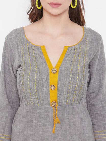 winered-grey-straight-cotton-blend-self-design-kurta
