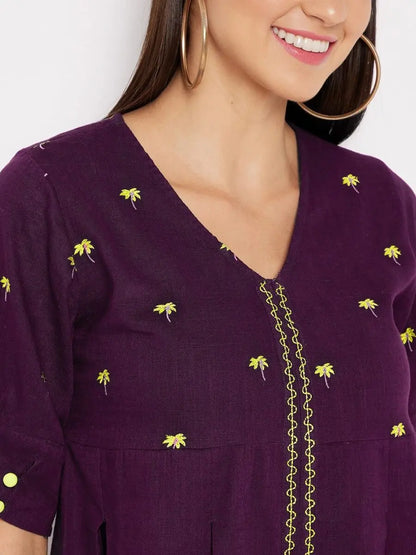winered-purple-a-line-cotton-embroidered-top