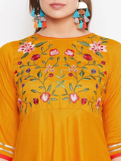 winered-mustard-yellow-anarkali-rayon-embroidered-kurta
