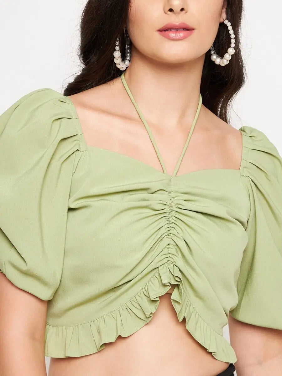 winered-light-green-ruched-crop-top