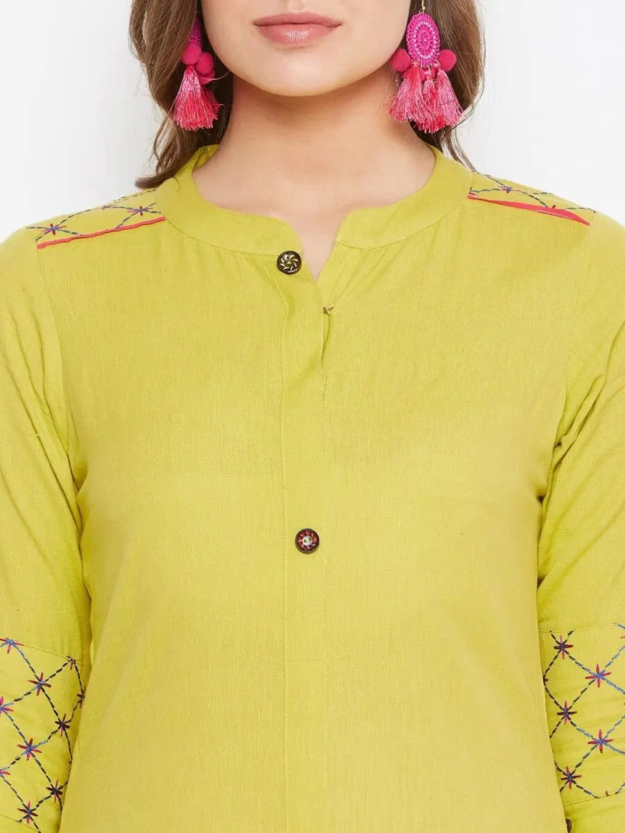 winered-yellow-straight-cotton-embroidered-kurta
