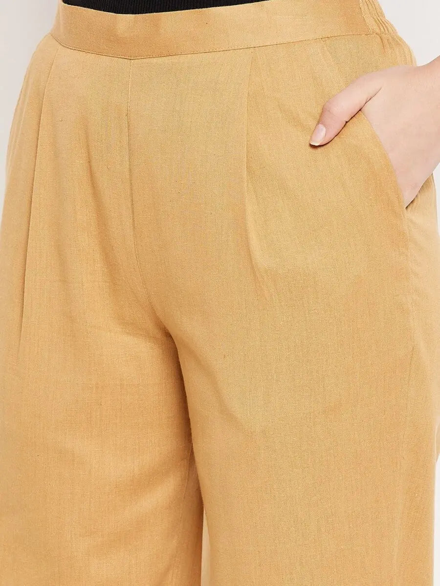 winered-beige-cotton-trouser-for-women