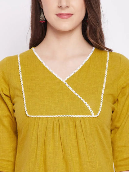 winered-yellow-straight-cotton-solid-kurta-and-pant-set